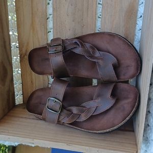 Sonoma Leather Airbrush Thong Brown Sandals size 6 1/2